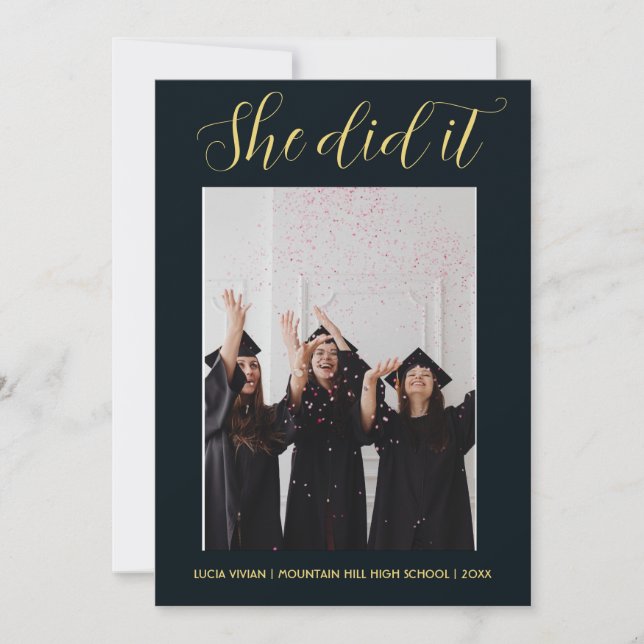 Convite Graduação de Fotografia Tema Verde Escuro (Frente)