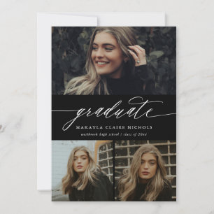 Convite Graduação de Fotografias a Preto com 3 Graduações