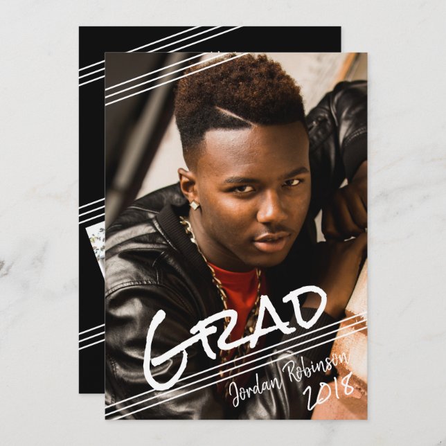 Convite Graduação de Fotografias com FORMANDO Letretado à  (Frente/Verso)