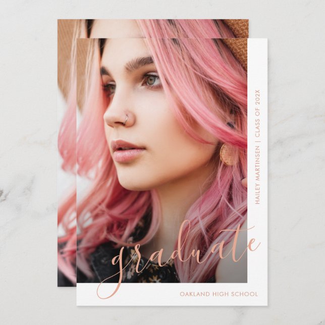 Convite Graduação de Fotografias com Script Chic (Frente/Verso)