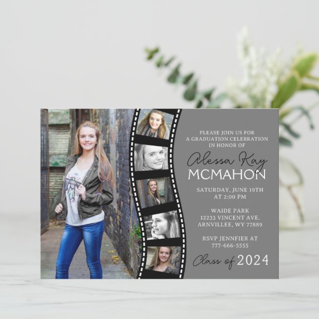 Convite Graduação de Fotografias da Faixa de Cinzas Única  (Em pé/Frente)