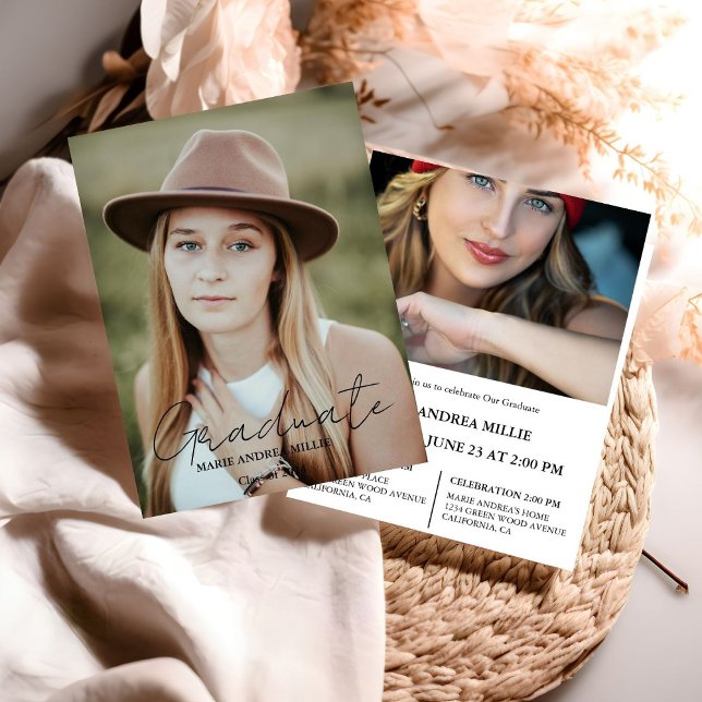 Convite Graduação de Fotografias do Formando de Caligrafia (Criador carregado)