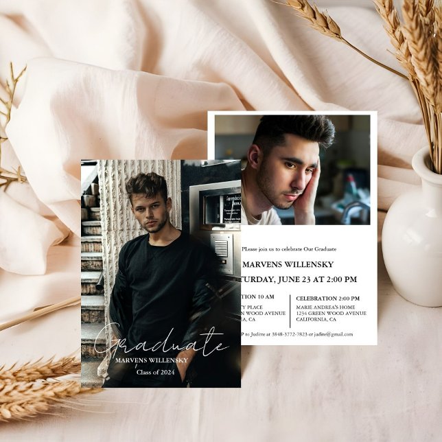 Convite Graduação de Fotografias do Formando de Caligrafia (Criador carregado)
