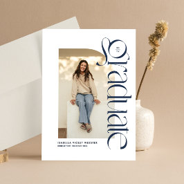 Convite Graduação de fotos azuis do marinho moderno