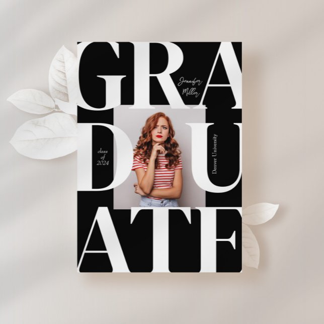 Convite Graduação de Fotos Clássica Moderna em Negrito (Criador carregado)