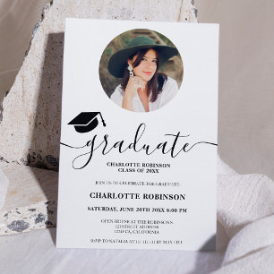 Convite Graduação de fotos com script de formando preto si