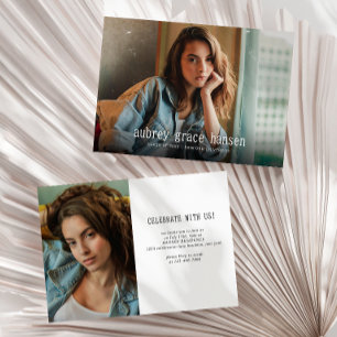 Convite Graduação de Fotos com Tipografia Minimalista