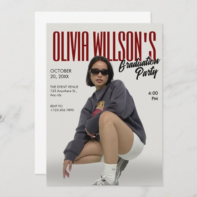 Convite Graduação de fotos da revista Fashion (Frente/Verso)