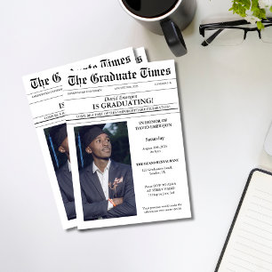 Convite Graduação de fotos de jornal única moderna