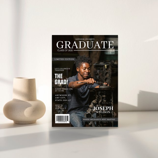 Convite Graduação de fotos de revistas de engenharia mecân (Criador carregado)