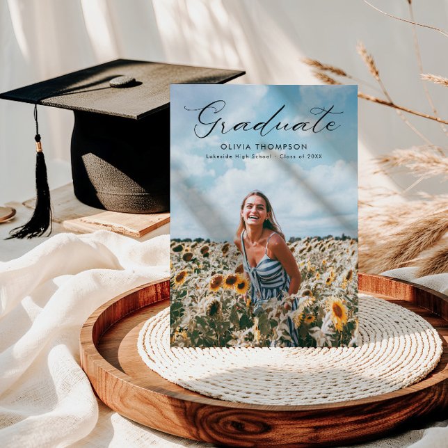 Convite Graduação de Fotos de Script Feminina Moderna (Criador carregado)