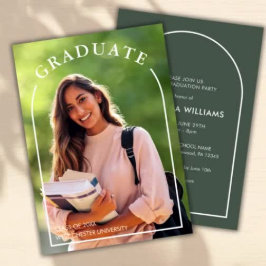 Convite Graduação de Fotos de Script Simples Moderno