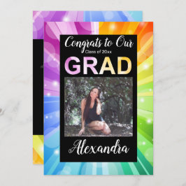 Convite Graduação de Fotos do Rainbow Bokeh Bubble Art