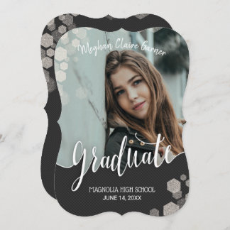 Convite Graduação de Fotos Elegante Dourada Calliografia