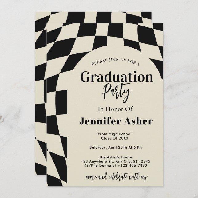 Convite Graduação de fotos em arco controlado com Marinho  (Frente/Verso)