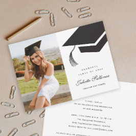 Convite Graduação de fotos em Boné preto e branco de tipo