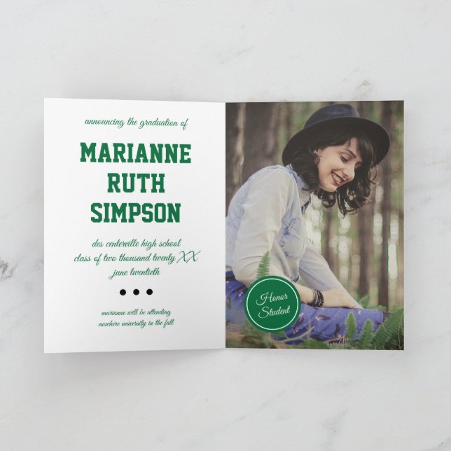 Convite Graduação de Fotos em Círculos Verdes (Interior)