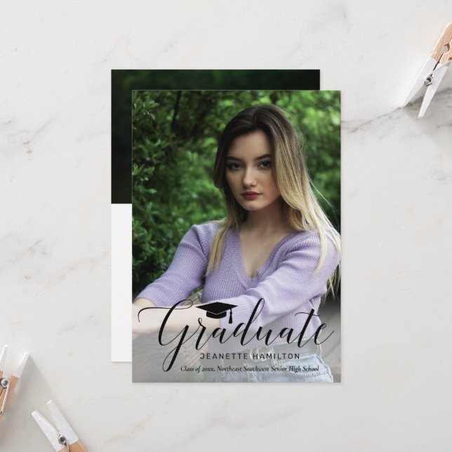 Convite Graduação de Fotos Frente/Traseira de Script de Ti (Frente/Verso In Situ)