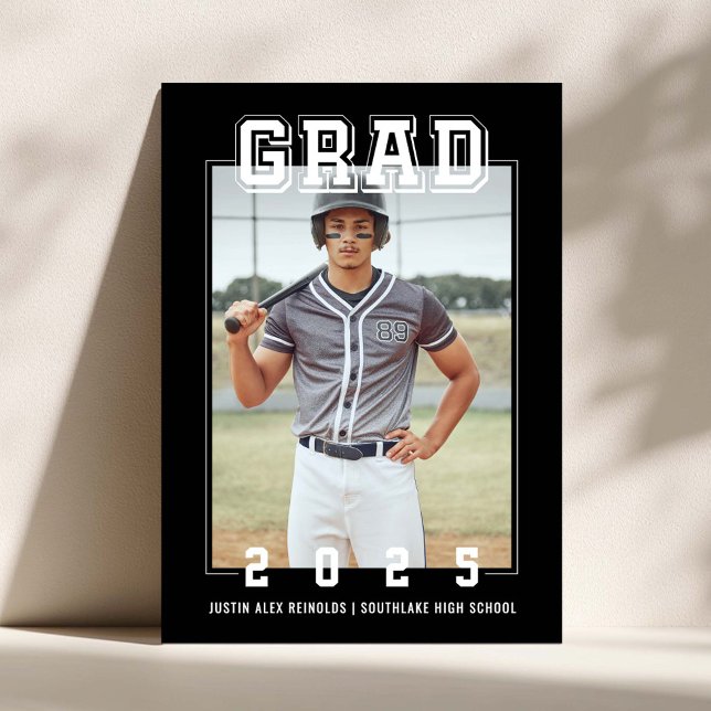 Convite Graduação de Fotos Moderna em Negrito (Criador carregado)