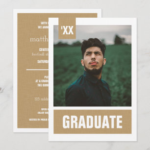 Convite Graduação de Fotos Moderna Texturizada Dourada