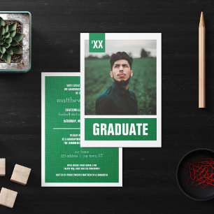Convite Graduação de Fotos Moderna Verde Texturizada