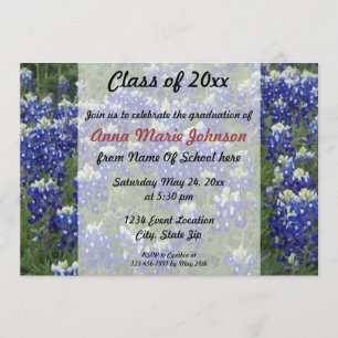 Convite Graduação de Fotos no Campo Texas Bluebonnets