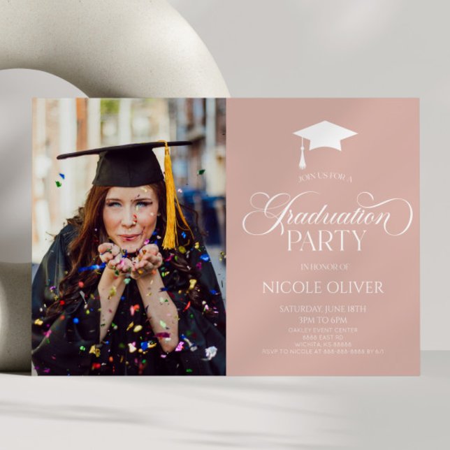 Convite Graduação de Fotos Personalizada Mínima Elegante (Criador carregado)