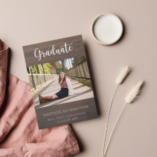 Convite Graduação de Fotos Russas do Grain de Madeira Mode