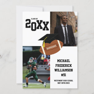 Convite Graduação de futebol Black and White