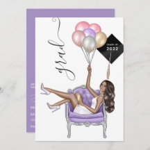 Graduação de Garota Americana Negra e Roxa