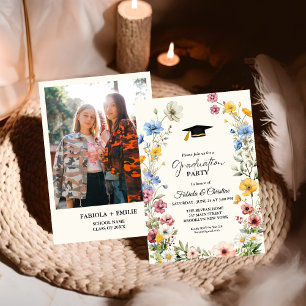 Convite Graduação de Gêmeos do Jardim dos Prados de Flores