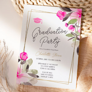 Convite Graduação de guiamento em ouro-chic verde-rosa