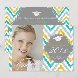 Convite Graduação de ikat chevron PixDezines