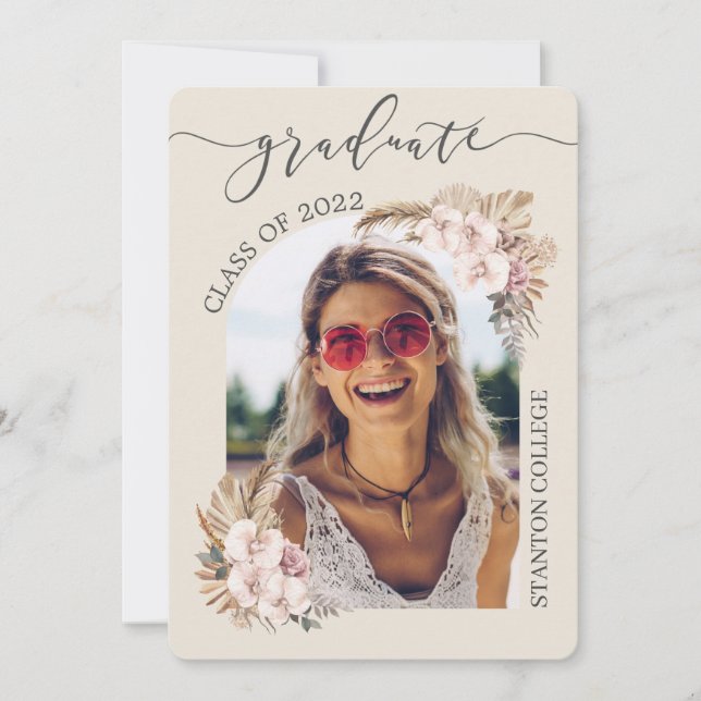 Convite Graduação de Imagem de Arca Floral da Orquídea Pam (Frente)