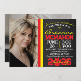 Convite Graduação de Impressão de Pata Vermelha e Amarela