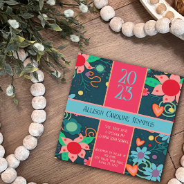 Convite Graduação de Inspirividade Floral bonito Personali