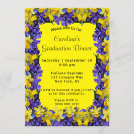 Convite Graduação de Janto Amarelo de Quadro das Flores de