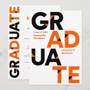 Convite Graduação de Letras Ângulo Grande Laranja - Corte