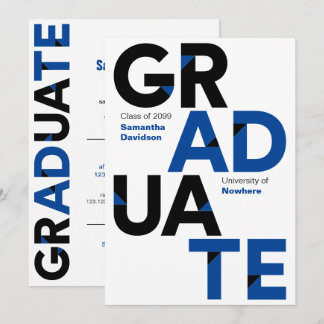 Convite Graduação de Letras Ângulo Grande Negrito e Azul