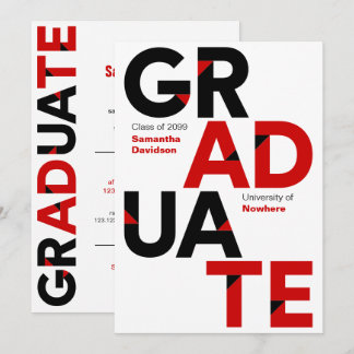 Convite Graduação de Letras Ângulo Grande Preto e Vermelho