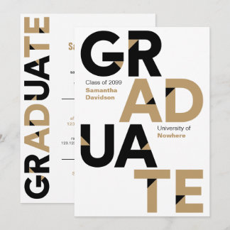 Convite Graduação de letras grandes e grandes escuras pret