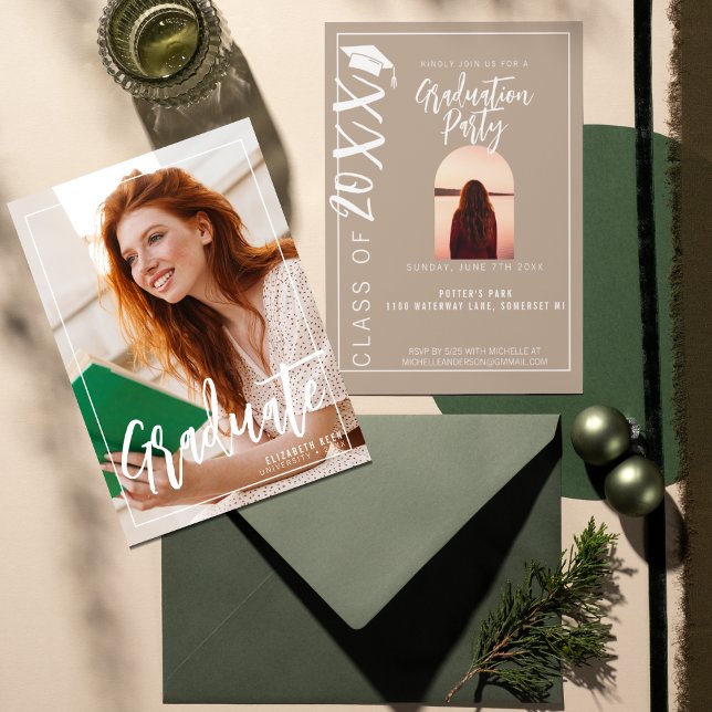 Convite Graduação de Mais velho de Foto em Branco Casual (Criador carregado)