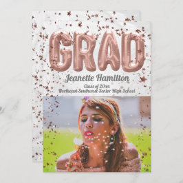 Convite Graduação de Meninas de Confetti Rosa-Rosa, Balões