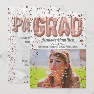 Convite Graduação de Meninas de Confetti Rosa-Rosa, Balões