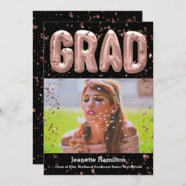 Convite Graduação de Meninas de Confetti Rosa-Rosa, Balões