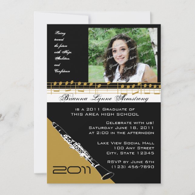 Convite Graduação de Música/ Clarinet (Frente)