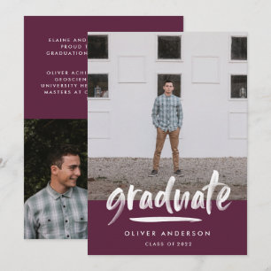 Convite Graduação de na moda de foto com script roxo mod