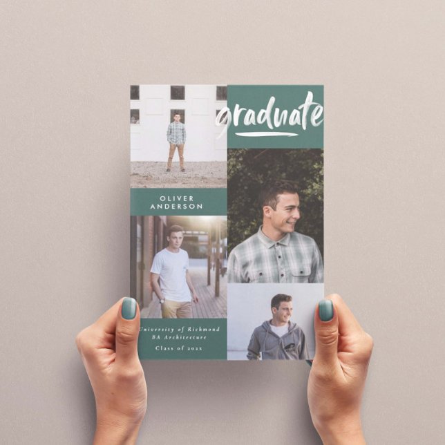 Convite Graduação de na moda de fotografia com script verd (Criador carregado)