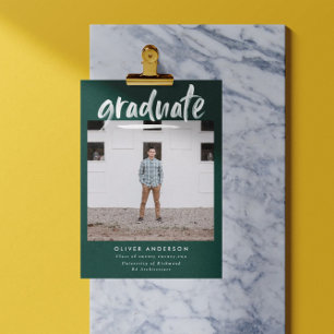Convite Graduação de na moda de fotos com script verde mod