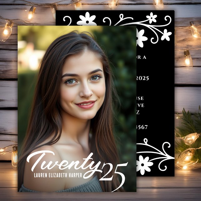 Convite Graduação De na moda E Elegante (Stylish And Elegant Photo And Year Graduation Invitation
)